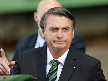 El presidente Bolsonaro este jueves en la toma de posesión en Brasilia de un juez del Supremo que acaba de nombrar.