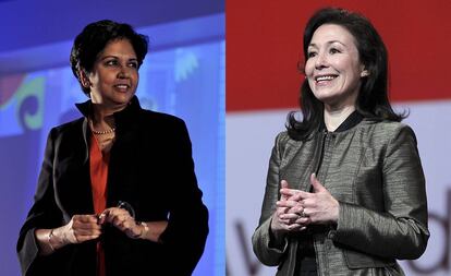 A la izquierda, Indra Nooyi, y a la derecha, Safra Catz.