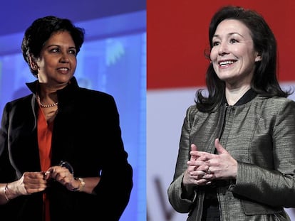 A la izquierda, Indra Nooyi, y a la derecha, Safra Catz.