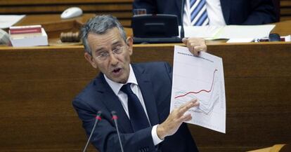 Antonio Torres, portavoz socialista, durante su intervenci&oacute;n ante el pleno de las Cortes.