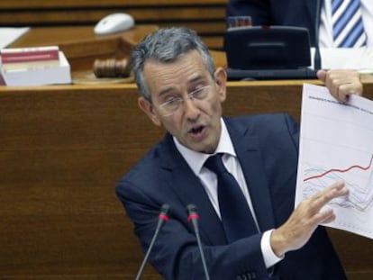 Antonio Torres, portavoz socialista, durante su intervención ante el pleno de las Cortes.