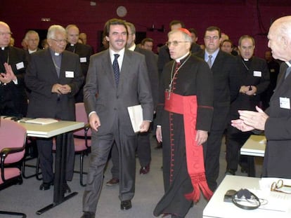 José María Aznar y Antonio María Rouco Varela, en 2002 en El Escorial. 
 