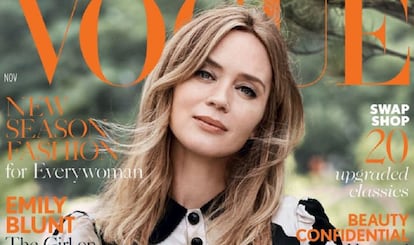 La actriz Emily Blunt, en la portada de la edición británica de 'Vogue'.