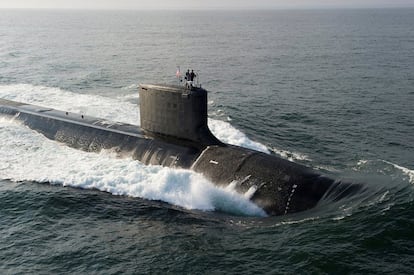 Un submarino del tipo Virginia, en 2014 cerca de Connecticut.
