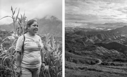 Dubi Ordóñez, campesina y promotora de la consulta popular legítima de San Pablo, Nariño. “Cuando esto se empezó a disparar, cuando nosotros empezamos a hablar por acá en estos territorios de consultas populares, se sabe que la Corte emitió una decisión, una sentencia donde empiezan a decir que ya las autoridades locales no tienen derecho a determinar sobre el uso del subsuelo…Lo que decidimos entonces es que nosotros no nos vamos a quedar callados”. La topografía del Macizo colombiano, formación andina donde nacen los ríos más importantes del país, amenazada por solicitudes de títulos mineros.