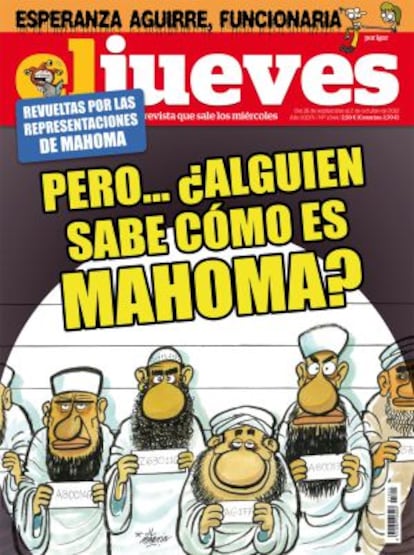 La portada del semanario 'El Jueves' sobre Mahoma.