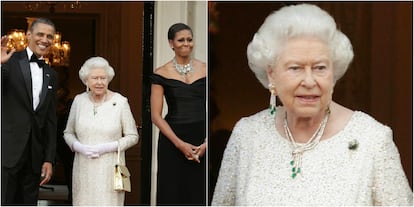 La reina Isabel, junto a Barack y Michelle Obama, en Londres, en 2011.