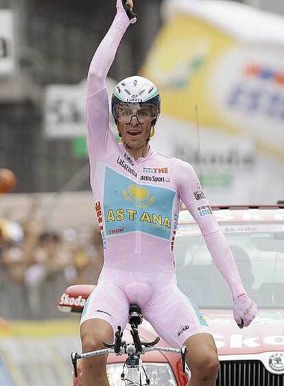 Contador, al ganar ayer el Giro tras la última etapa.
