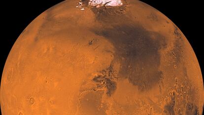 Fotografía de Marte de 1998, obtenida procesando unas 1.000 imágenes obtenidas por misiones no tripuladas.