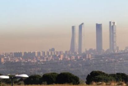 A cloud of smog over Madrid.