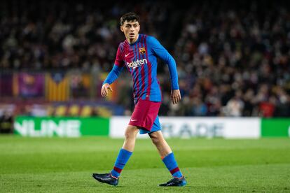 Pedri, en el partido del Barcelona ante el Athletic en el Camp Nou.