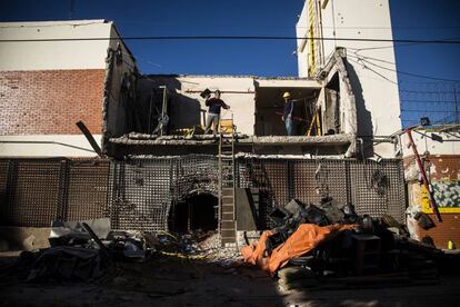 Frente de la sede de Prosegur en Ciudad del Este, tras el ataque narco en abril de 2017.