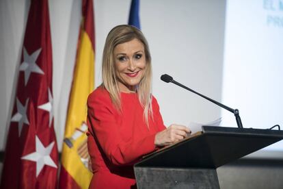 La Presidenta de la Comunidad de Madrid Cristina Cifuentes, en un acto en el Colegio de Arquitectos de Madrid el pasado día 18.