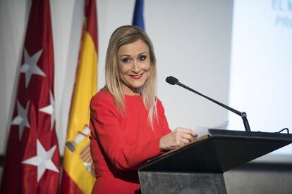 La Presidenta de la Comunidad de Madrid Cristina Cifuentes, en un acto en el Colegio de Arquitectos de Madrid el pasado día 18. 