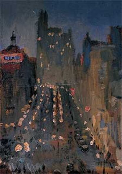 El cuadro <i>La Gran Vía</i> (1935), de Nicanor Piñole (Museo Nicanor Piñole, Gijón).