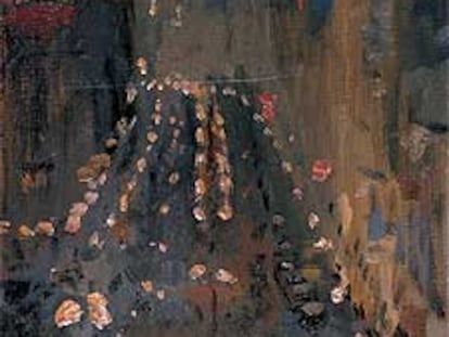 El cuadro <i>La Gran Vía</i> (1935), de Nicanor Piñole (Museo Nicanor Piñole, Gijón).