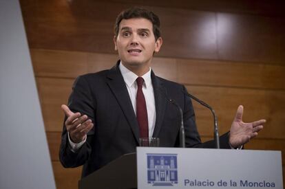 Ciudadanos leader Albert Rivera after his meeting with Mariano Rajoy on Monday.