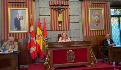 La alcaldesa de Burgos, Cristina Ayala, en el pleno celebrado este viernes.