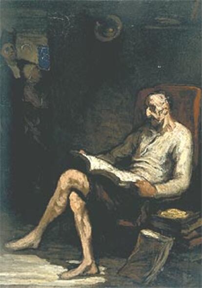 <i>Don Quijote leyendo</i> (1865-1867), de Honoré Daumier, que figura en la exposición <i>Tres mitos españoles</i> (Melbourne National Gallery of Victoria).