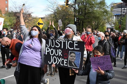 Manifestación celebrada el 3 de octubre pasado en el centro de Montreal para repudiar la muerte de Joyce Echaquan,