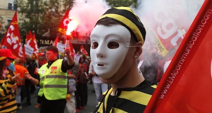 Manifestación de sindicatos en París, el pasado 14 de junio.