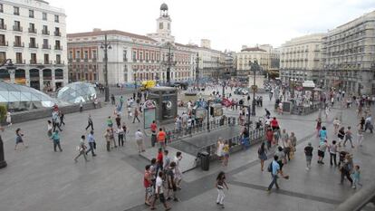 Panor&aacute;mica de la Puerta del Sol de Madrid.