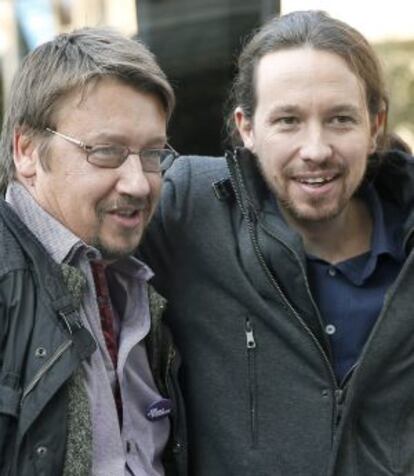 El candidato de Podemos a la Presidencia del Gobierno, Pablo Iglesias, con Xavier Domènech.