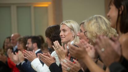 Alexia Putellas, este miércoles, durante el acto de entrega de la Medalla de Honor del Parlamento de Cataluña al Barcelona.