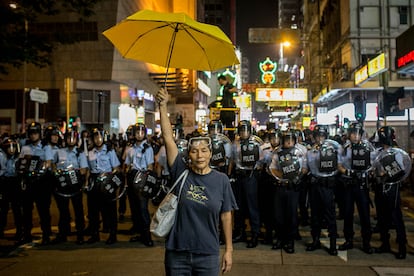 Protesta a favor de la democracia en Hong Kong, el 25 de noviembre de 2014.