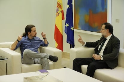 Mariano Rajoy, presidente del Gobierno, reunido con Pablo Iglesias, líder de Podemos.