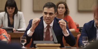Pedro Sánchez, en el Congreso de los Diputados, el pasado 27 de abril.