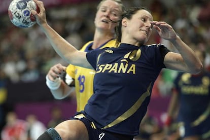 Macarena Aguilar durante el partido contra Suecia