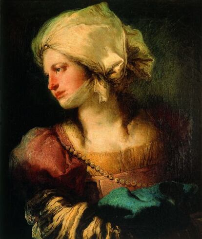 Retrato de mujer de perfil, supuesto retrato de anna Maria Tiepoco, c. 1768