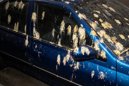  Cagadas de palomas en un coche de Arganzuela. 