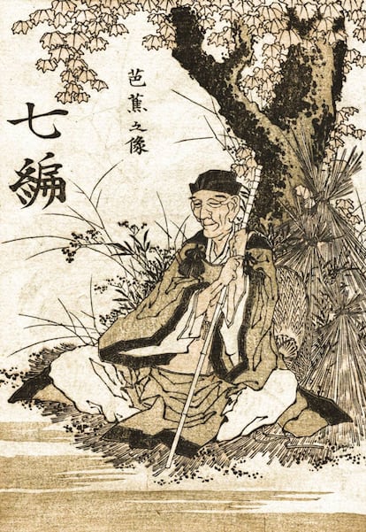 Matsuo Bashō según Katshunika Hokusai, grabador del periodo Edo.