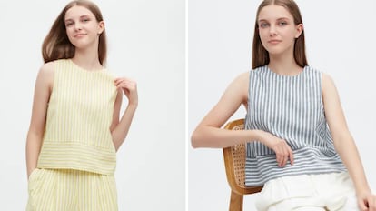 El lino y el no llevar mangas hacen de esta camisa para mujer una prenda perfecta para el verano. UNIQLO.