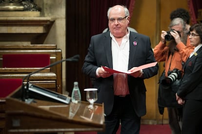 El líder de Catalunya Si que es Pot, Lluis Rabell, durante su intervención