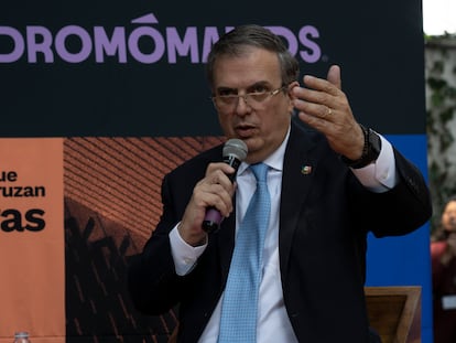 El canciller Marcelo Ebrard, durante una charla en el Dromofest 2022.