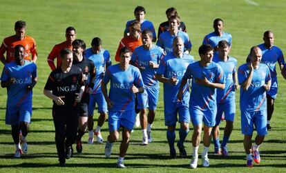 Los jugadores de Holanda, en una sesión de entrenamiento.