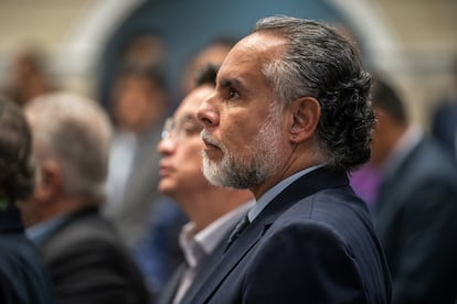 El ministro del Interior, Armando Benedetti, durante el primer debate de la consulta popular en el Senado, el 13 de mayo de 2025. 