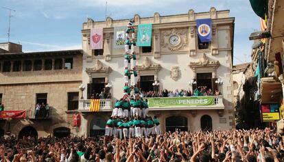 El 3de10 dels castellers de Vilafranca, el 2013.