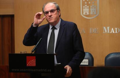 Ángel Gabilondo, tras la primera reunión de la Junta de Portavoces de la Asamblea de Madrid.