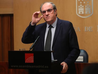 Ángel Gabilondo, tras la primera reunión de la Junta de Portavoces de la Asamblea de Madrid.