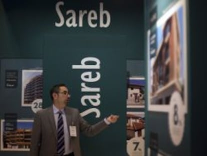 Un stand de Sareb en una feria inmobiliaria