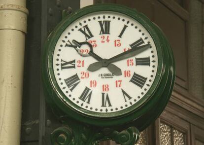 Rellotge de l'antiga estació de Delicias de Madrid, al Museu del Ferrocarril.