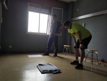 Gimnasio improvisado en el Gómez Ulla para los españoles repatriados desde Wuhan.