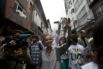 Marina Silva, candidata presidencial, en un acto de campaña en Río de Janeiro.
