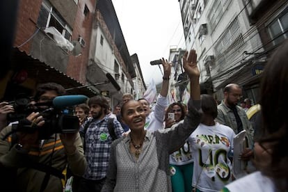 Marina Silva, candidata presidencial, en un acto de campa&ntilde;a en R&iacute;o de Janeiro. 