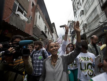 Marina Silva, candidata presidencial, en un acto de campa&ntilde;a en R&iacute;o de Janeiro. 