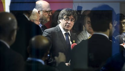 Carles Puigdemont, el dia 22, en una roda de premsa a Brussel·les.